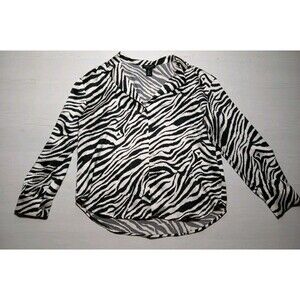 Rachel Zoe Blouse Women's Size Large Zebra Button Up Long Sleeve Shirt *Pulls